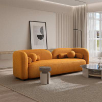 Orren Ellis Donna Japandi Style Boucle Sofa Dark Yellow