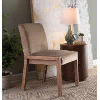 Ebern Designs Banou Velvet Upholstered Parsons chair in Light Brown