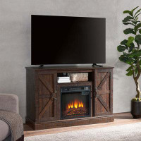Gracie Oaks TV Stand, Entertainment Centers For TV Up To 50" With 18" Electric Fireplace And Open And Closed Storage Spa