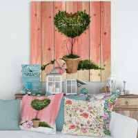 East Urban Home Heart Shaped Valentine House Plant - Farmhouse Print On Natural Pine Wood