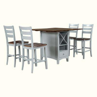 August Grove 5-Piece Dining Table Set With Drop Leaf