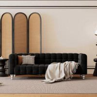Alcott Hill Modern Sofa Dutch Fluff Upholstered sofa with solid wood legs