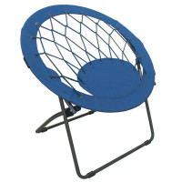 Arlmont & Co. Arlmont & Co. Bungee Folding Bouncy Dish/Saucer Chair With Steel Frame, Blue - Pack Of 1