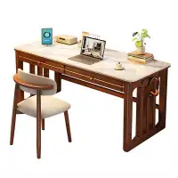 Everly Quinn 55.11"Brown Modern Desk,SinteredStone Tabletop