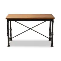 Williston Forge Lefancy  Verdin Vintage Rustic Industrial Style Wood and Dark Bronze-finished Criss Cross Desk