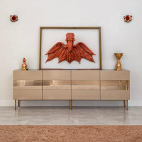 SpiritHome Bronze And Gold Color Tv Stand For Tvs Up To 78"