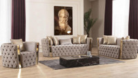 Spring Sale!!  Modern, Transitional Style Taupe Sofa w/Gold Accents