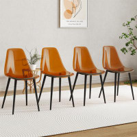 Ivy Bronx Modern Simple Golden Brown Dining Chair Plastic Chair Armless Crystal Chair Nordic Creative Makeup Stool Negot