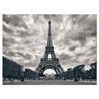 Design Art Eiffel Tower Under Dramatic Sky - Wrapped Canvas Photograph Print