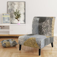 East Urban Home Gold Glamour Squares II - Modern Upholstered Slipper Chair