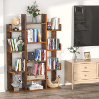 Latitude Run® Tree Bookcase Storage Rack with 13 Compartments