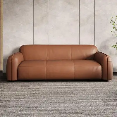 Jenni Dwelstone 82.68" Brown  Genuine Leather Standard Sofa cushion couch