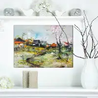 Made in Canada - East Urban Home Floral 'Blooming Trees in the Village' Print on Wrapped Canvas