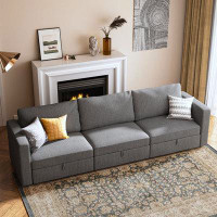 HONBAY Honbay Convertible 3-Seater Sofa Modular Sofa Couch For Apartment Light Grey