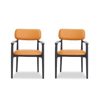 WONERD 32.68" Orange Black Solid back side Chair(Set of 2)