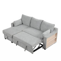 Latitude Run® 90" Pull Out Sleeper Sofa L-Shaped Couch Convertible Sofa Bed With Storage Chaise, Storage Racks And USB P