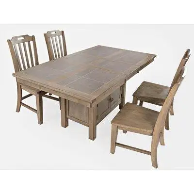 Laurel Foundry Modern Farmhouse Sirmans 5 - Piece Extendable Solid Wood Dining Set