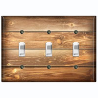 WorldAcc Metal Light Switch Plate Outlet Cover (Brown Fence - Triple Toggle)