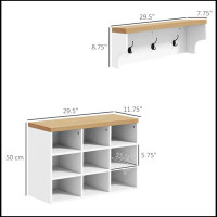 Ebern Designs 2-in-1 Coat Rack Shoe Bench Set, 9 Pair Shoe Storage Cabinet Rack with Hall Tree