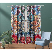 Frifoho Curtains Blackout Vintage Window Panels Room Darkening Flowers Print Curtain Drapes With Grommet Thermal Insulat