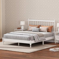 Alcott Hill King Size Wood Platform Bed with Gourd Shaped Headboard