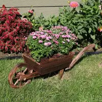 August Grove Amarion Wooden Garden Wheelbarrow Planter