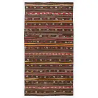 Rug N Carpet Girit Beige Striped Wool Handmade Area Rug