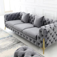 Everly Quinn Elegant Velvet Living Room 3-Seater Sofa