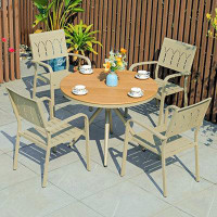 Hokku Designs Leisure plastic wood patio table and chair set