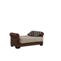 Wildon Home® Pulpit Rock 61 in. Convertible Sleeper Loveseat in Beige and Brown with Storage