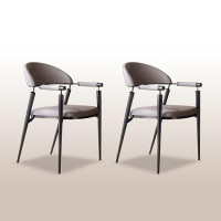 Hokku Designs 31.89" Grey King Louis Arm Chair(Set of 2)