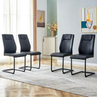 Ivy Bronx "set Of 4 Black Pu Dining Chairs With Soft Padded Seats, Metal Legs - Ideal For Kitchen, Living Room, Bedroom,