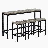 Latitude Run® Counter Height Extra Long Dining Table Set with 3 Stools, Pub Kitchen Set Side Table