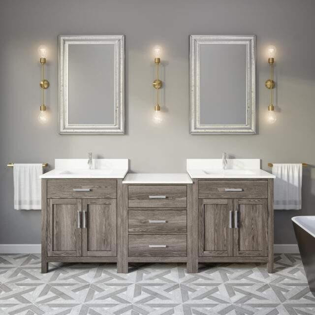 Kate 48, 60, 72 & 84 In Bathroom Vanity/ Quartz CT & Drawer Organizer in 3 Finishes ( French Grey or White ) ABSB in Cabinets & Countertops - Image 3