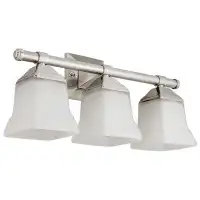 Red Barrel Studio 3-Light Brushed Nickel Modern Square Bell Vanity Wall Mount Light Fixture With Frosted Glass Shades