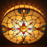 Astoria Grand Stained Glass Flush Mount Ceiling Lamp