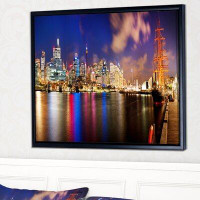 East Urban Home 'Colourful Sydney Skyline' Floater Frame Photograph on Canvas