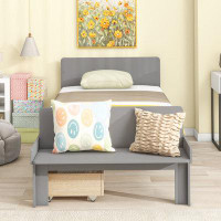 Ebern Designs Bed with Footboard Bench,2 drawers