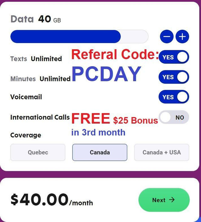 Crdit GRATUIT de 25 $ pour Fizz Mobile avec code de rfrence PCDAY , forfait cellulaire  partir de 10 $ / mois et in Cell Phone Services in Québec - Image 3