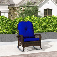 Rattan Rocking Chair 29.5" x 38.6" x 35.8" Dark Blue