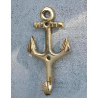 Longshore Tides Set Of 2 Brass Vintage Maritime Sailor Nautical Ocean Sea Ship Anchor Wall Hooks