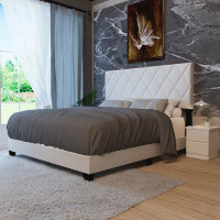Ebern Designs WHITE QUEEN SIZE ADJUSTABLE UPHOLSTERED BED FRAME