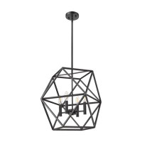 Latitude Run® Vivio Solano 4-Light 20" Unique Lantern Geometric Pendant Light - Matte Black