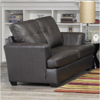 Orren Ellis Cowhill 66" Leather Match Recessed Arm Loveseat