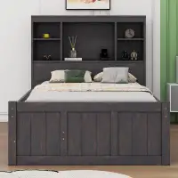 Latitude Run® Makynleigh Platform Bed with Storage Headboard, Charging Station, Trundle and 3 Drawers