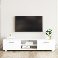 Latitude Run® Modern Long TV Stand 2 Storage Cabinets and Open Shelves for Televisions up to 70 Inch
