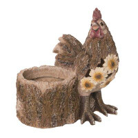 August Grove August Grove Resin 9.4" Brown Spring Rooster Planter With Drainage Holes