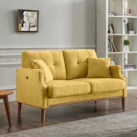 Latitude Run® Desjah 56.7" Linen Recessed Arm Sofa