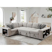 Latitude Run® 125” Wide Sofa Couch With Cabinet