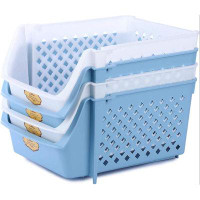 Prep & Savour Stackable Storage Bins For Food-Storage Containers For Organizing Pantry ,Kitchen And Garage .4 Pack Plast